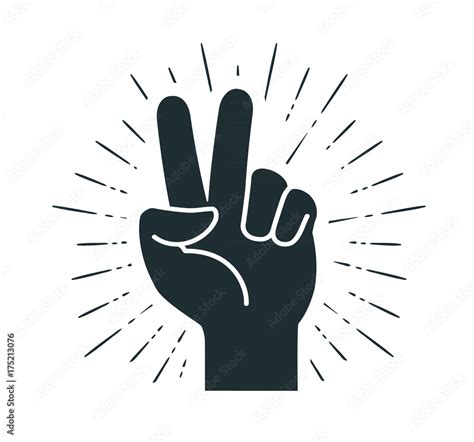 Victory Gesture Hand Two Fingers Raised Up Peace Freedom Sign Or