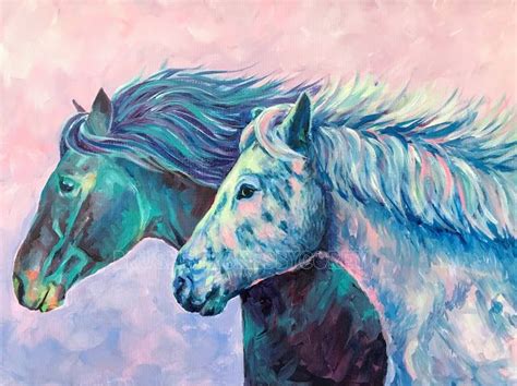 Brushstrokes By Corey A Pair Of Colorful Horses Horse Coloring Pet