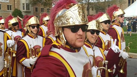 Usc Trojans Marching Band Walk Thru Notre Dame Youtube