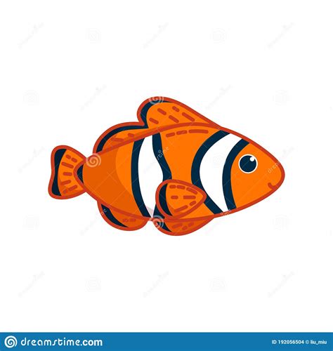 Clownfish In White Background Vector Illustration In Cartoon Style