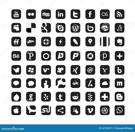 Set Of Popular Social Media Logos On White Back Ground Editorial Photo