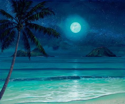 Beach At Night Painting At Explore Collection Of