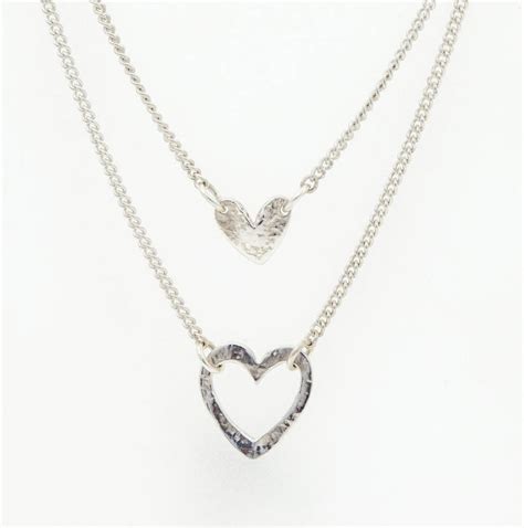Double Heart Layered Necklace By Nicola Hurst Designer Jewellery