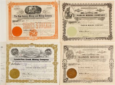 Four Different Mining Stock Certificates 60021