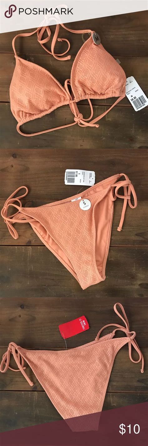 Peach Bikini Set Super Cute Peach Bikini Set Cheeky Bottoms And Triangle