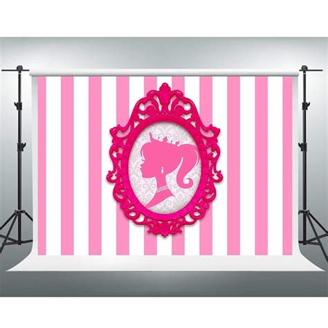 Pink White Stripes Backdrop For Barbie Party Doll Head