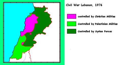 Lebanon Civil War Map 1976 Mapsofnet
