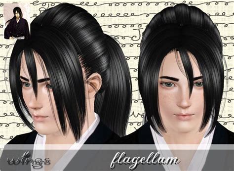 Wrapped Ponytail With Dimensional Bangs By Wings Sims Hair Sims 4