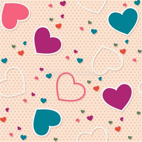 Cute Seamless Pattern Background Valentine Heart Vector Illustration
