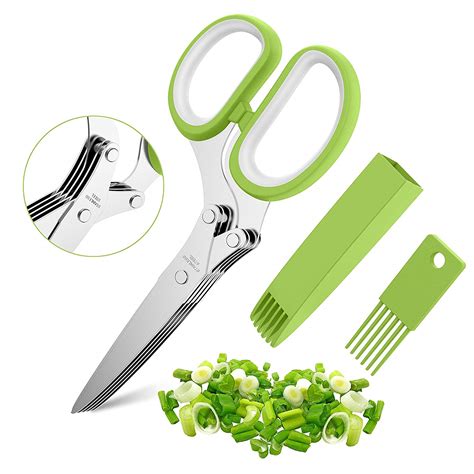 Jofuyu Herb Scissors Set With 5 Stainless Steel Blades Safe Cover