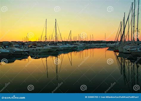 Sunrise In Vodice Stock Image Image Of Quay Pier Port 32885705