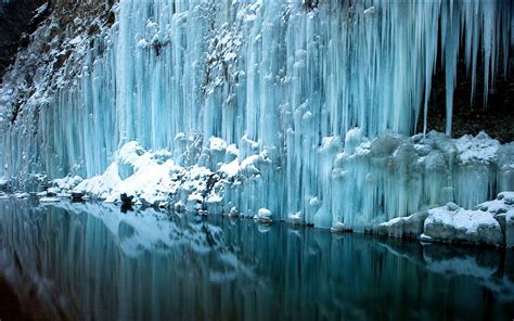 Frozen Waterfall In The Alps Wallpapers And Images