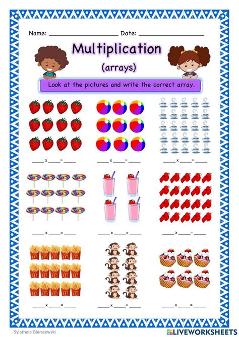 Multiplication Arrays Worksheet Live Worksheets