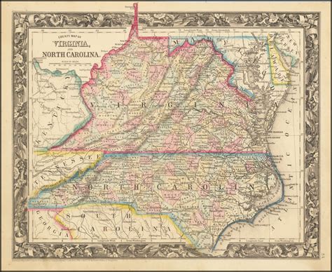 County Map Of Virginia And North Carolina United States Map