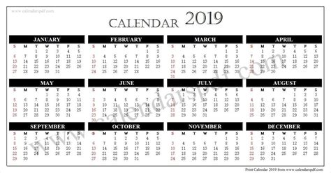 2019 Calendar Editable 2019 Calendar Calendar Yearly Calendar Template