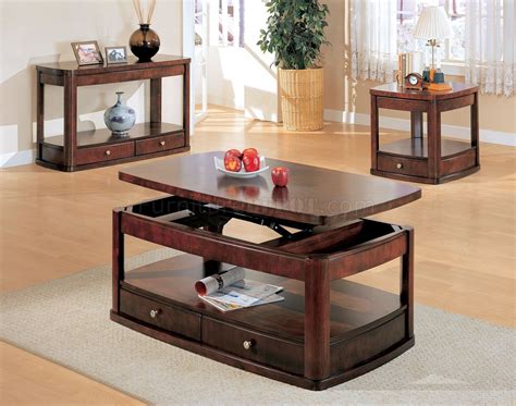 Lean coffee table pricing overview. 700248 Coffee Table by Coaster in Merlot w/Lift Top & Options