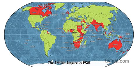 British Empire Map 1920 Labelled With Title Robinson Projection