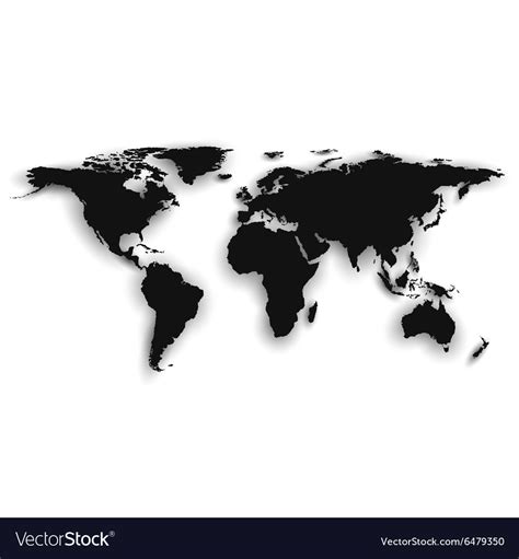 Silhouette Black World Map Royalty Free Vector Image