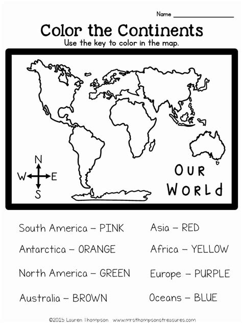 7 Continents Worksheet