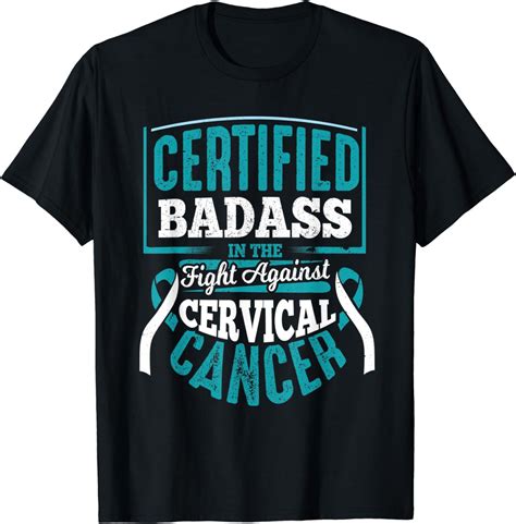 certified badass cervical cancer awareness ribbon ts t shirt clothing shoes