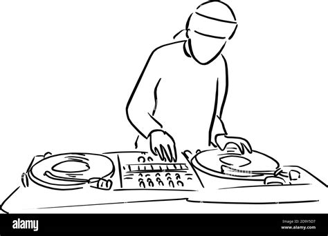 Disc Jockey With The Turntable Dj Plays Scratching Vinyl Records And