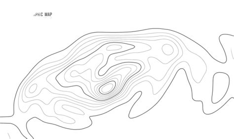 Topographic Vector Map With Mountain Contours And Elevation Lines