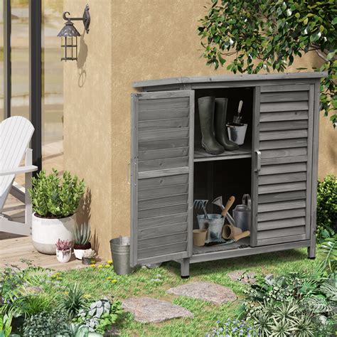 Outsunny Garden Shed Wooden Garden Storage Shed 2 Door Unit Solid Fir