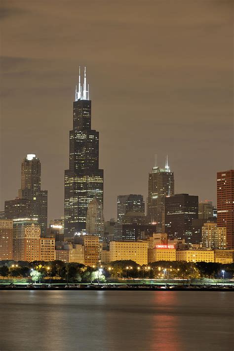 Chicago Skyline At Night Photograph By Sebastian Musial Fine Art America