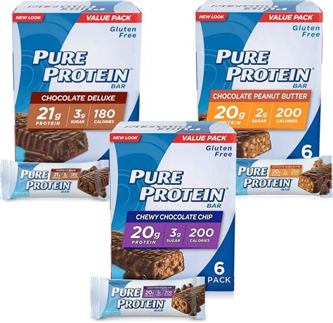 Pure Protein Bar Variety Pack 6 Chocolate Peanut Butter 6 Chewy