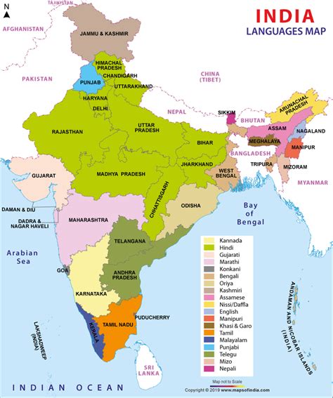 Map Showing Languages Spoken As Per The Indian States My India