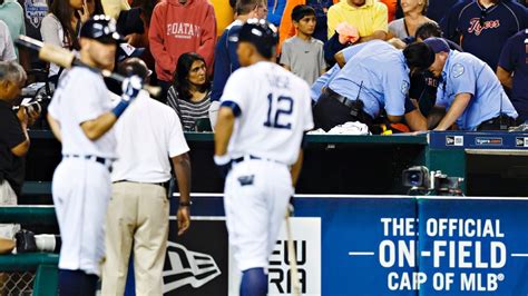 Fan Hit By Foul Ball During Detroit Tigers Home Game Against Texas Rangers