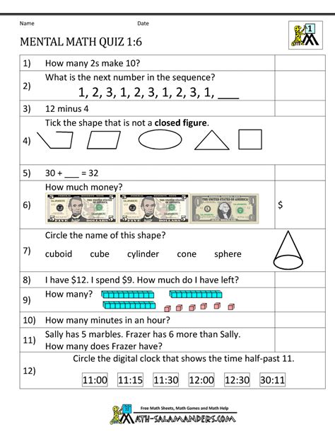 Let math blaster worksheets make it easier for him. First Grade Mental Math Worksheets