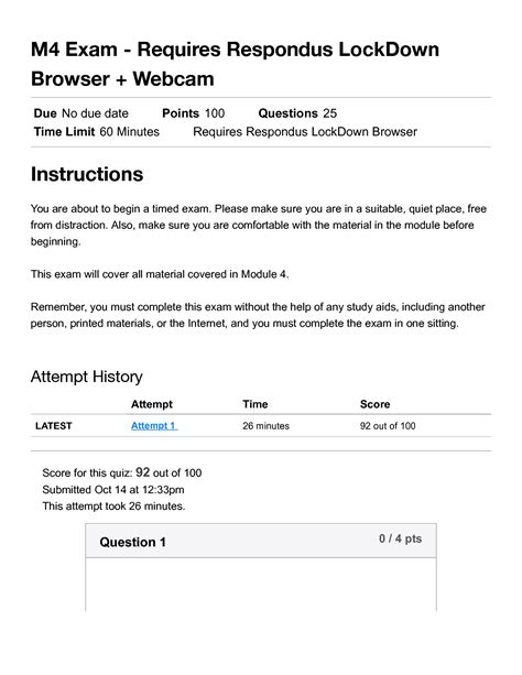 SOLUTION M4 Exam Requires Respondus Lockdown Browser Webcam Essentials