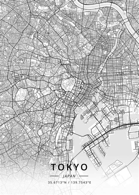 tokyo japan poster by designer map art displate subway map design city maps design japan