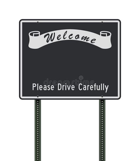 Empty Welcome Road Sign Template Stock Vector Illustration Of