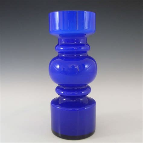Details About Blue Cased Glass Vase Vintage Retro Swedish Brandy 70s 1970s Italian Blue Glass