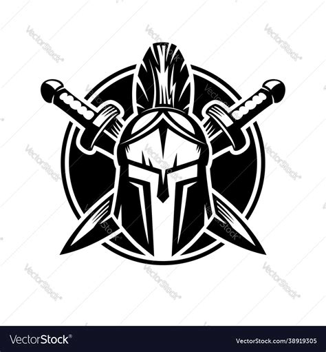 Spartan Helmet With Swords Royalty Free Vector Image