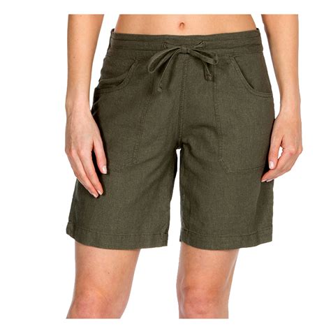 Ladies Linen Blend Shorts Pockets Summer Holiday Beach Drawstring Casual 10 22 Ebay