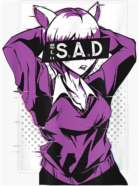 Sad Girl Aesthetic Offline Japanese Vaporwave Anime Girl Sticker By