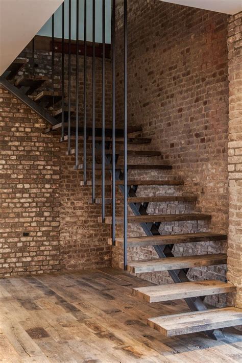 Industrial Staircase Bricks Wall Design Ideas Industrial Staircase Diy