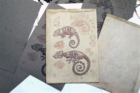 Steampunk Chameleons Digital Scanned Drawing By Tomas Etsy