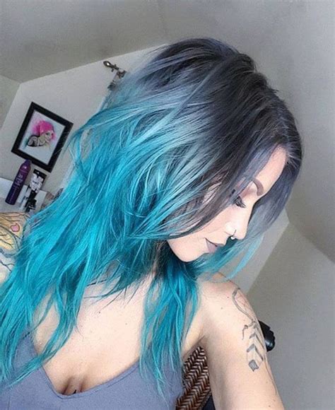 Bright aqua blue hair dye with green undertones; hair accessory, blue, aqua, hair dye, ombre hair, blue ...