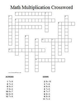 Multiplication Crossword Puzzle And