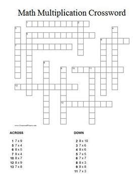 Printable grade 3 math worksheets with all singapore math topics. Multiplication Crossword Puzzle 7 and 8