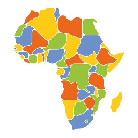 Politisk karta över Afrika i fyra nyanser av grönt med vita land namn