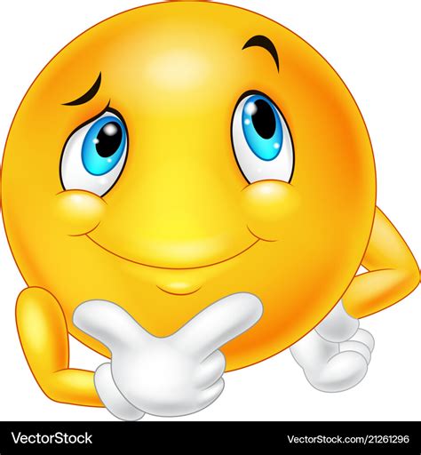 Thinking Face Emoji Cartoon Character Yellow Smiley Face Emoticon The