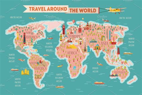 World Map For Travellers Pins Map