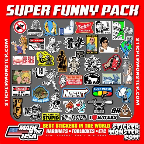Super Funny Pack40 Hard Hat Stickers Toolbox Decals Hardhat Sticker