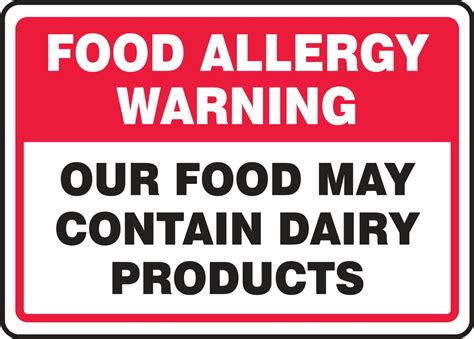 Our Food May Contain Dairy Products Food Allergy Warning Msfa503
