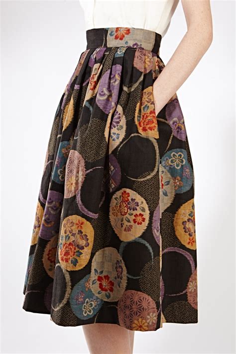 Women Linen Skirt Floral Skirt 1950s Skirt Retro Etsy Uk